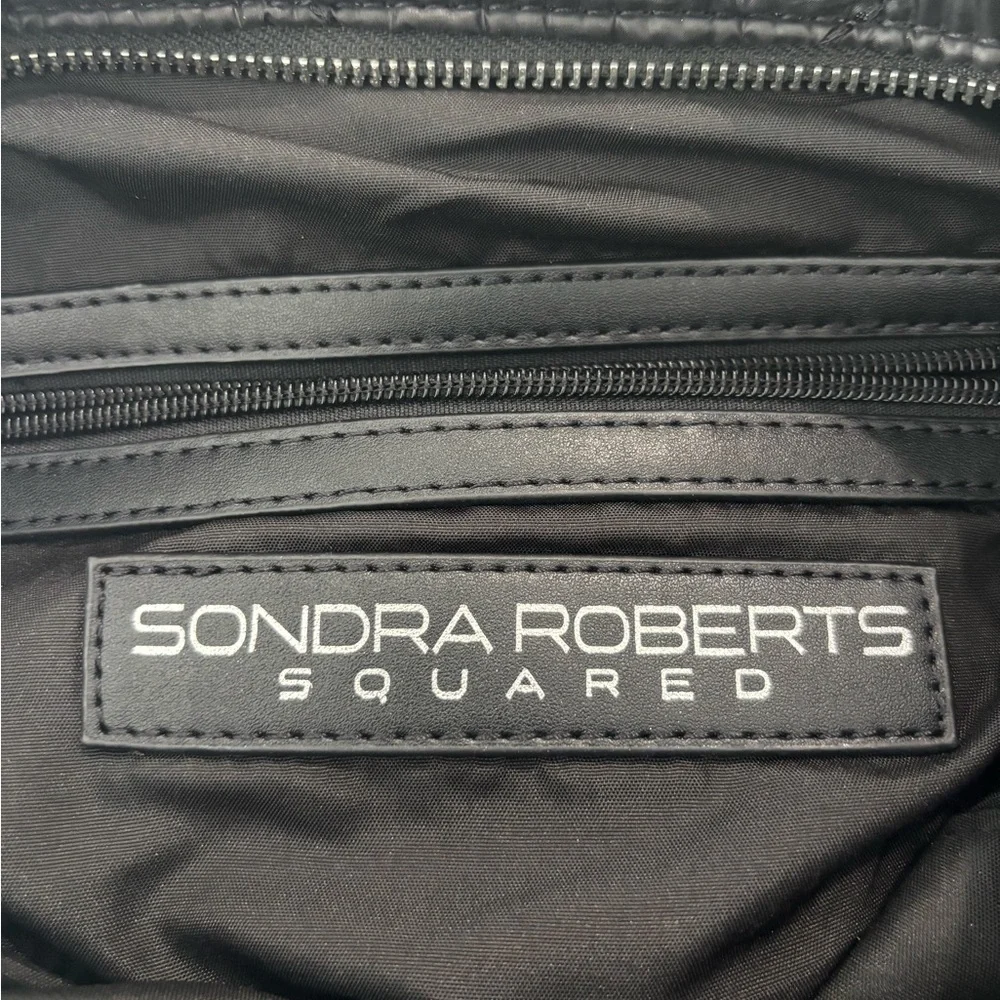 Sondra Roberts Shiny Black Quilted Baby/Every Day Bag